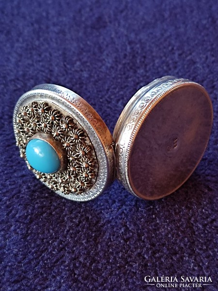 Silver box with blue stone