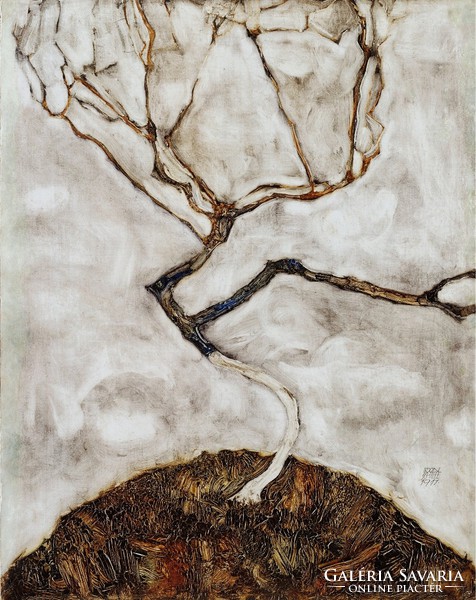 Egon schiele - small tree in late autumn - canvas reprint on blindfold