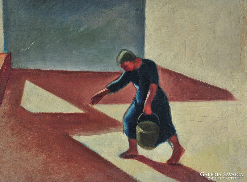 Attributed to Alexander Bortnyik (1893-1976): woman carrying a water tank