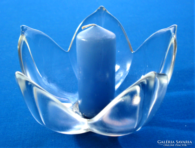 Tavirózsa alakú üveg mécses v. gyertyatartó
