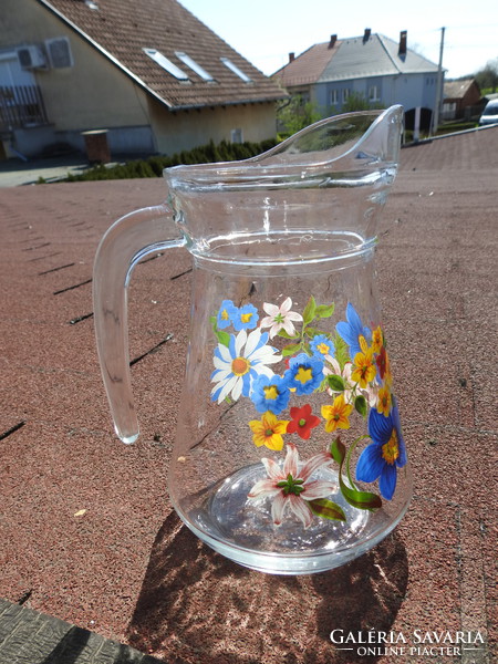 Water jug with flower pattern - glass jug
