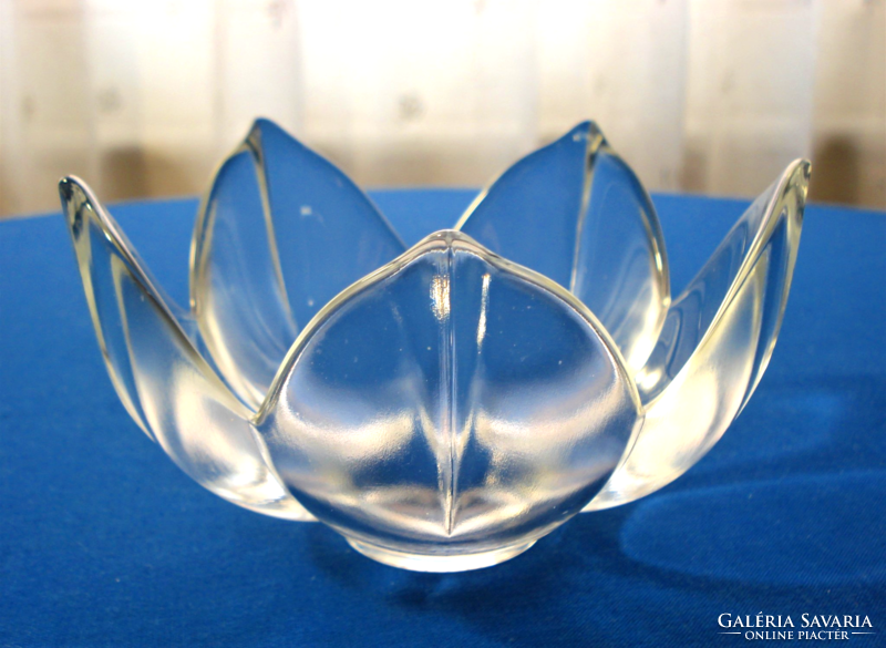 Tavirózsa alakú üveg mécses v. gyertyatartó