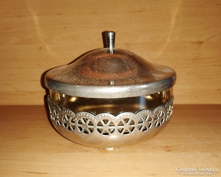 Bonbonier (20 / d) metal sugar holder with antique glass lid