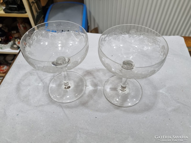 2 pcs old polished glass cups