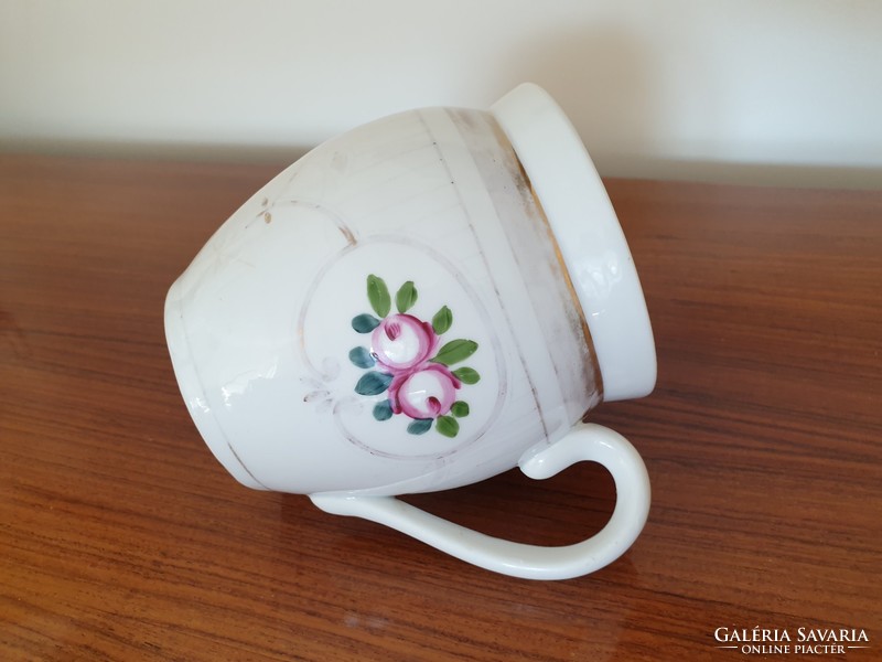 Old porcelain rosy jar with folk large size comma mug silk