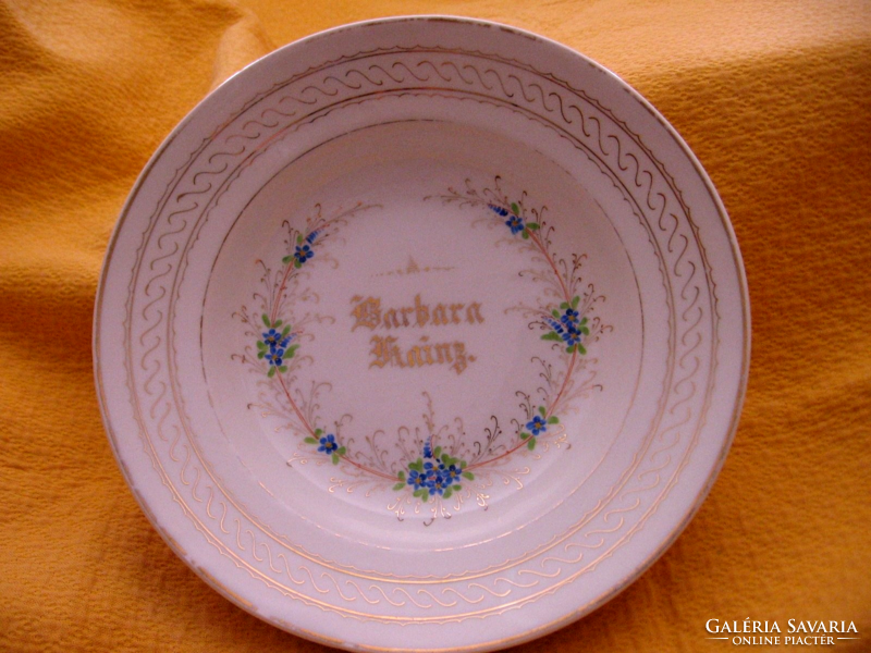 Antique forget-me-not hand-painted wall plate