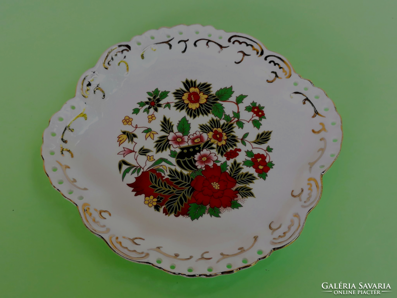 Aquincum pierced decorative plate with rich spring bouquet of flowers 13.