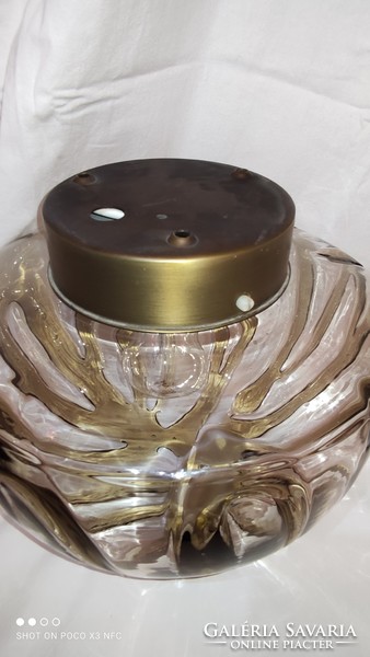 Vintage keuco ceiling lamp 1970s bronze with gold marbled shade