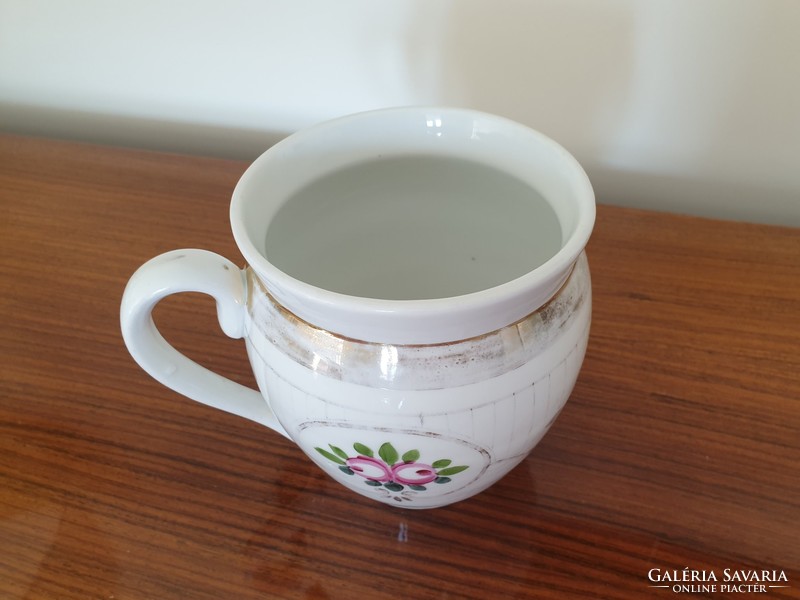 Old porcelain rosy jar with folk large size comma mug silk