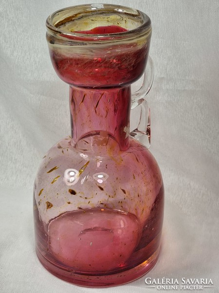 Erwin eisch german pfauenauge collection cranberry art glass handle vase