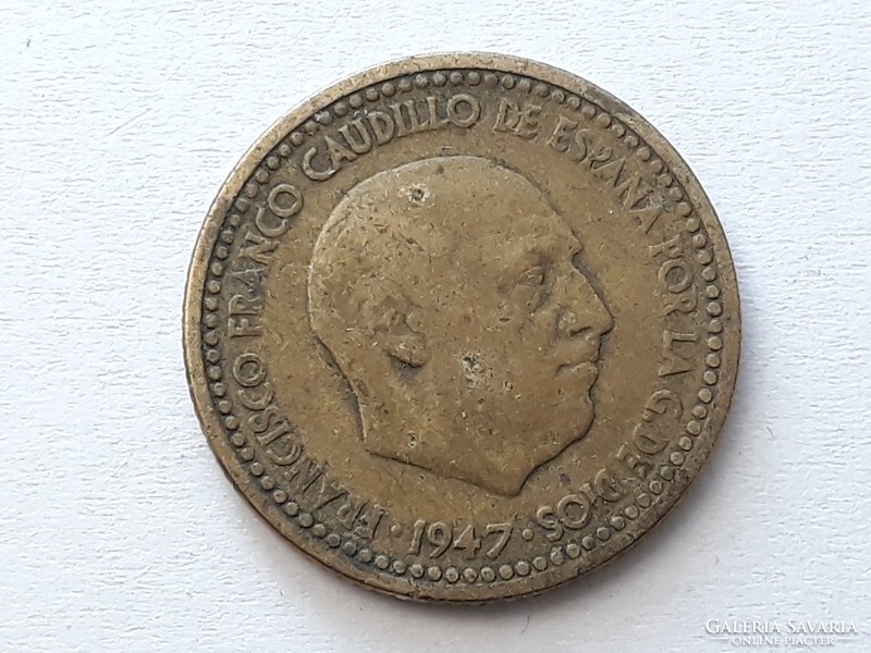 1 Pesetas 1947 érme - Spanyol 1 pezeta 1947 külföldi pénzérme