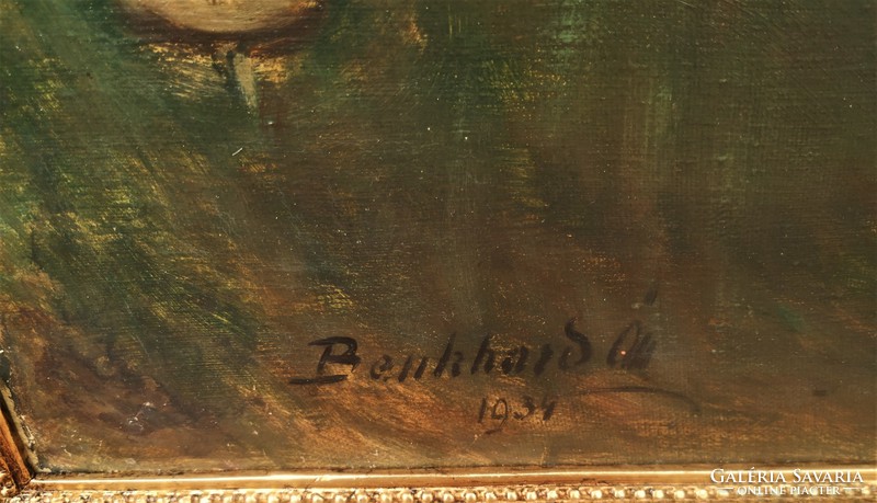 Hatalmas 125x110cm ! Benkhard Ágost (1882 - 1961) Fonó Asszony 1934 Eredeti Garanciával!!
