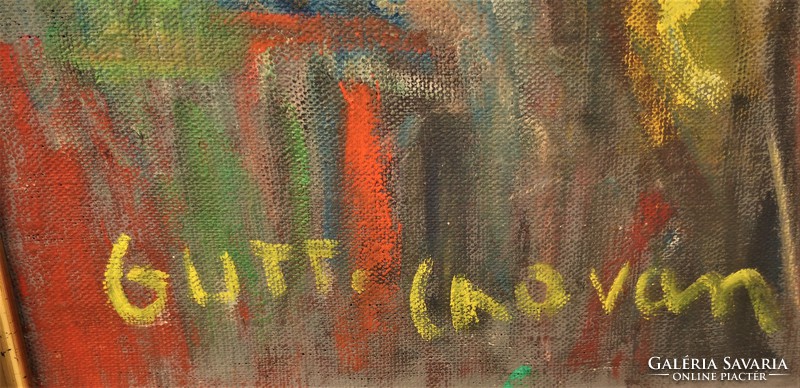 Lóránt Chovan (1913 - 2007) café detail c. His painting is 85x75cm with original guarantee !!