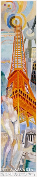 Robert Delaunay Eiffel torony, hölgy és a város, Párizs 1925 óriás festmény művészeti plakátja