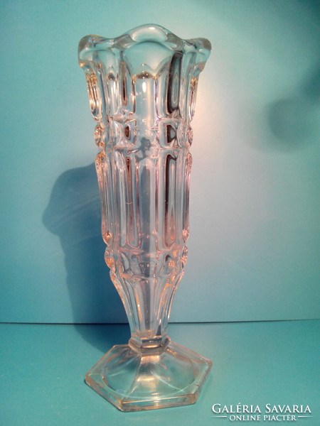 Átlátszó art - deco üveg váza
