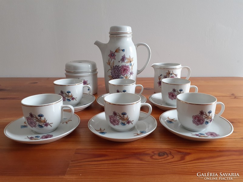 6 Personal modern shaped raven house floral coffee set