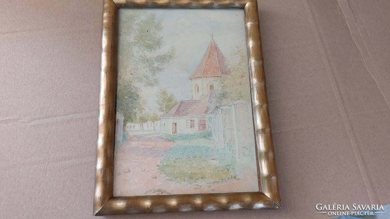 (K) nice small watercolor painting with 22x17 cm frame
