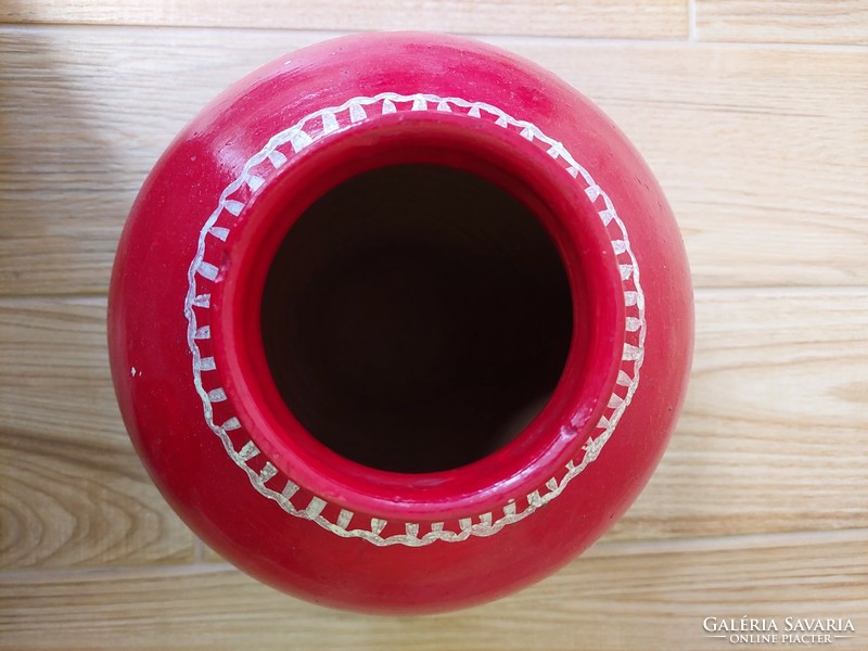 Red ceramic vase old retro flawless