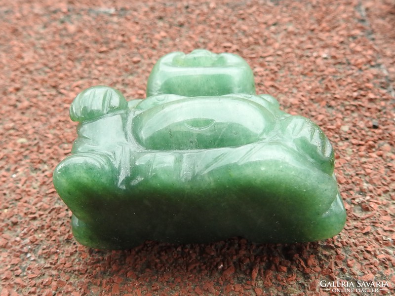 Jade carving - green - laughing buddha