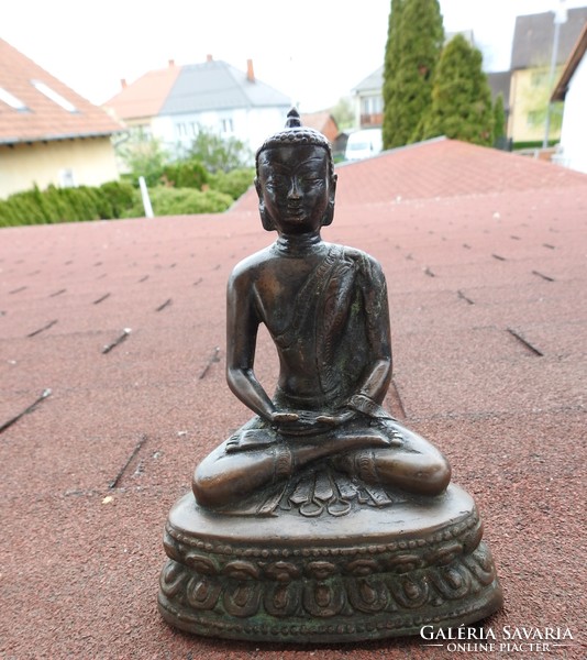 Meditáló  Buddha - antik bronz szobor