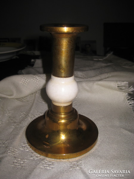 Candlestick with candle, white marble insert about 18 cm