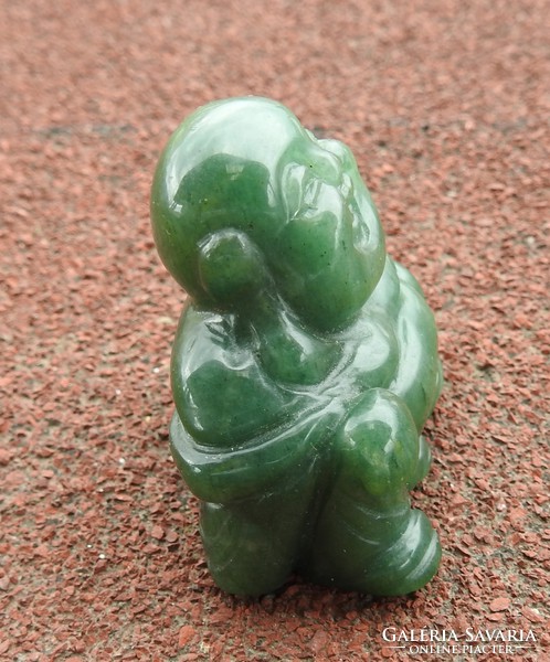 Jade carving - green - laughing buddha