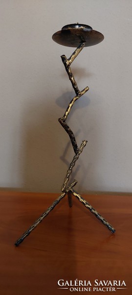 Art deco style tree branch patterned copper candlestick!