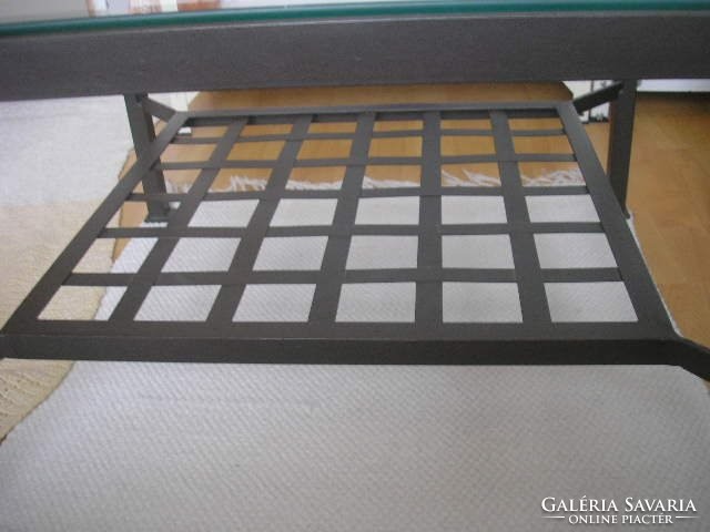 Large table with metal + shelf tempered glass plate 68 x 68 cm for sale