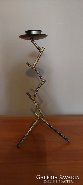 Art deco style tree branch patterned copper candlestick!