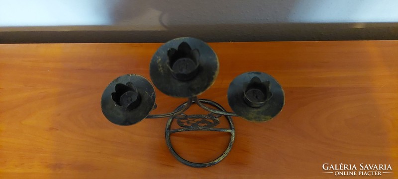 Bronze-plated copper three-pronged candlestick!