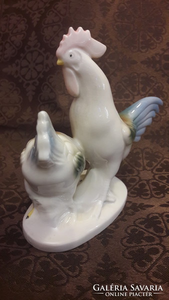 Porcelain rooster and hen couple (m2463)