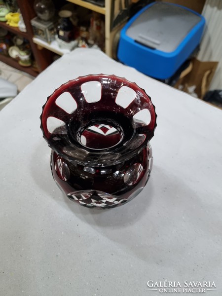 Old burgundy crystal vase