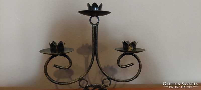 Bronze-plated copper three-pronged candlestick!