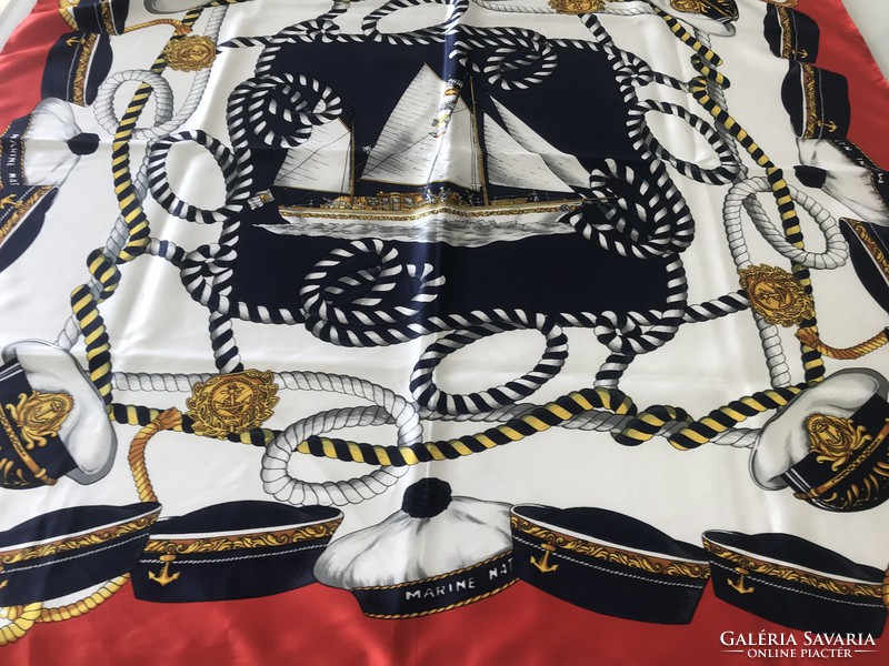 Hatalmas olasz kendő tengerész színekkel ès mintával, 87 x 87 cm