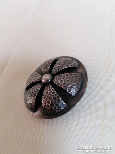 Silver plated applied brooch