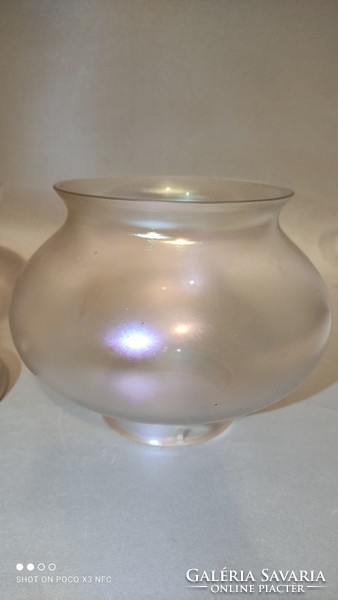 Craft iridescent custom two-piece erwin eisch marked glass candle holder