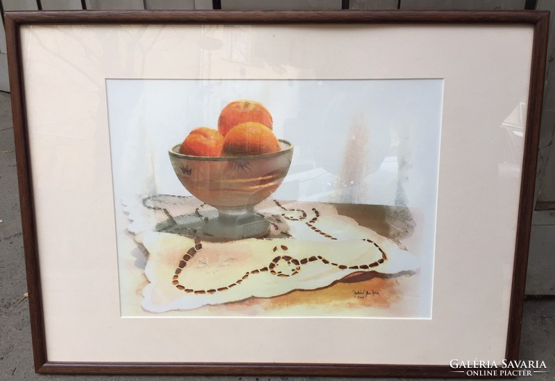 Dudásné Stum Beáta: Narancsos csendélet című festménye eladó (Iza R)