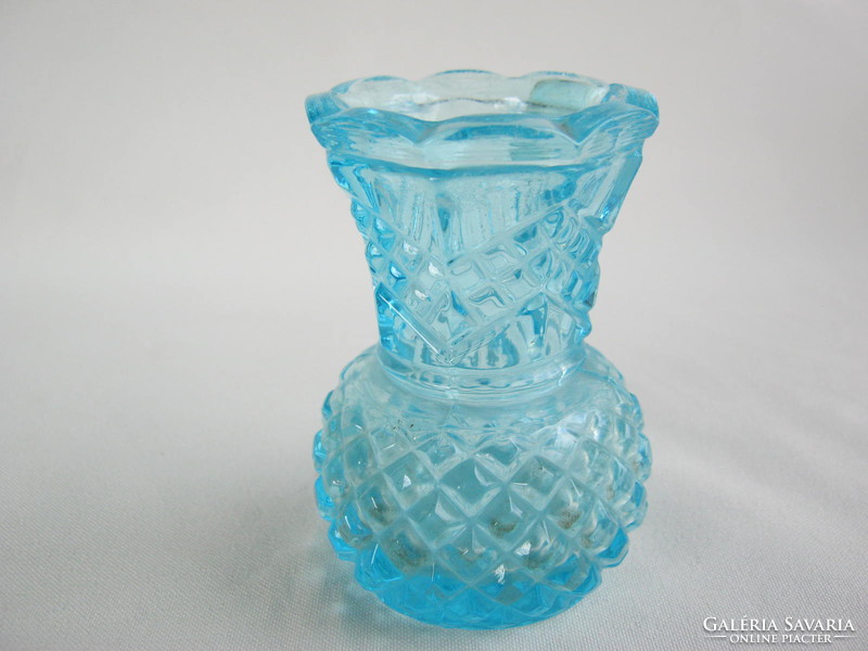 Retro ... Bohemia kék üveg kis váza
