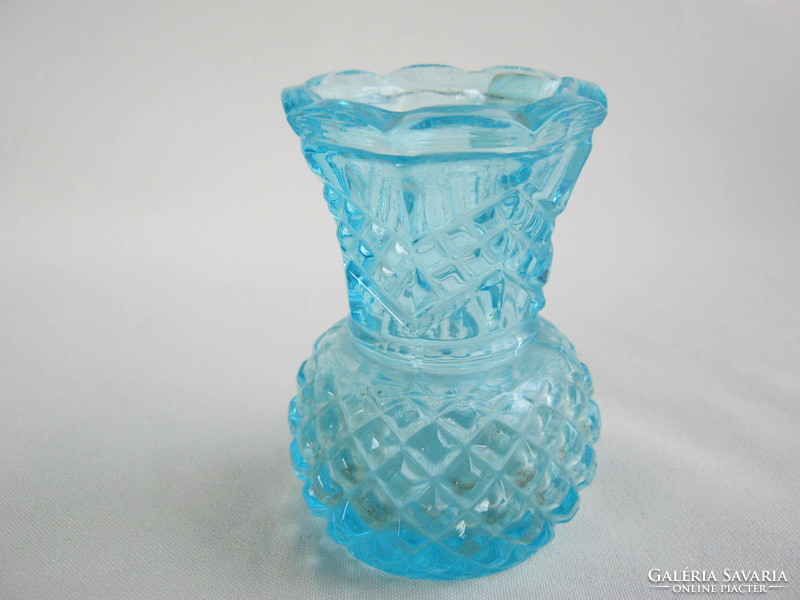 Retro ... Bohemian blue glass small vase