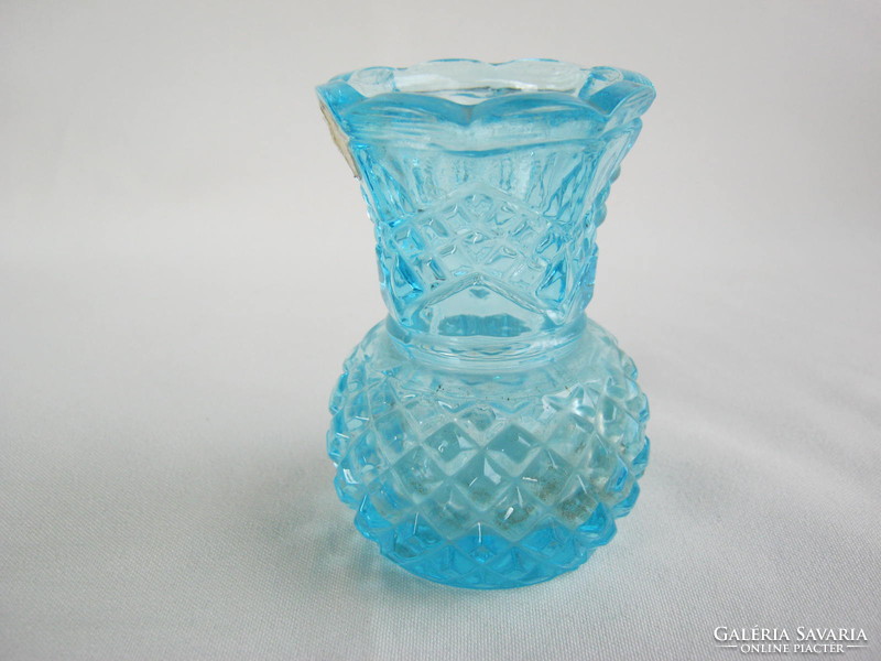 Retro ... Bohemia kék üveg kis váza