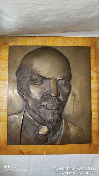 Csíkszentmihályi Róbert jelzett bronz V. I. Lenin relief fali dísz fali kép képcsarnokos