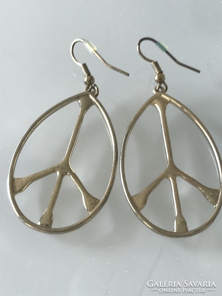 Fashionable earrings with peace sign, 6 cm long