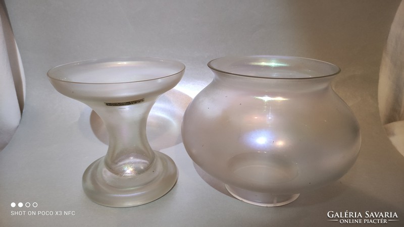 Craft iridescent custom two-piece erwin eisch marked glass candle holder