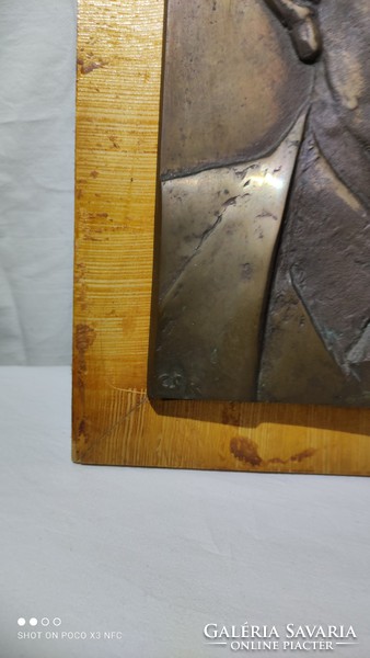 Csíkszentmihályi Róbert jelzett bronz V. I. Lenin relief   4250 g fali dísz fali kép képcsarnokos