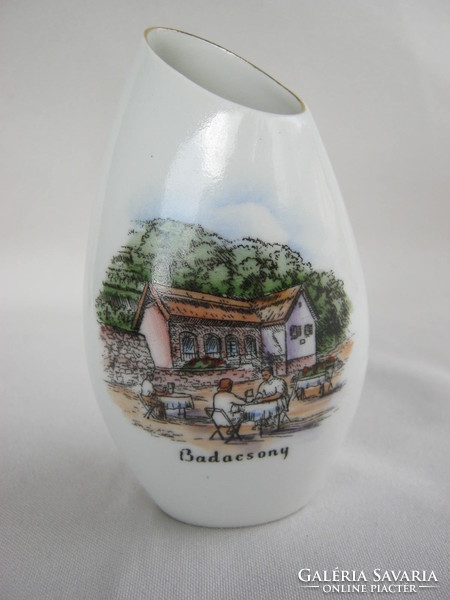 Retro ... Aquincum porcelain memorial vase badacsony