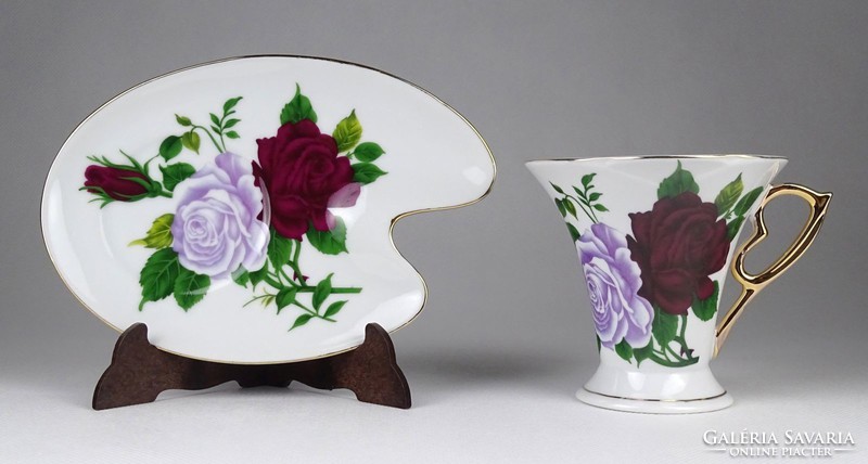 1I187 gilded rose decorated porcelain coffee set for 6 people