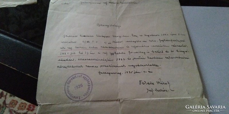 Certificate of the Reformed Church of Zalaegerszeg on the election to the presbytery - 1926.