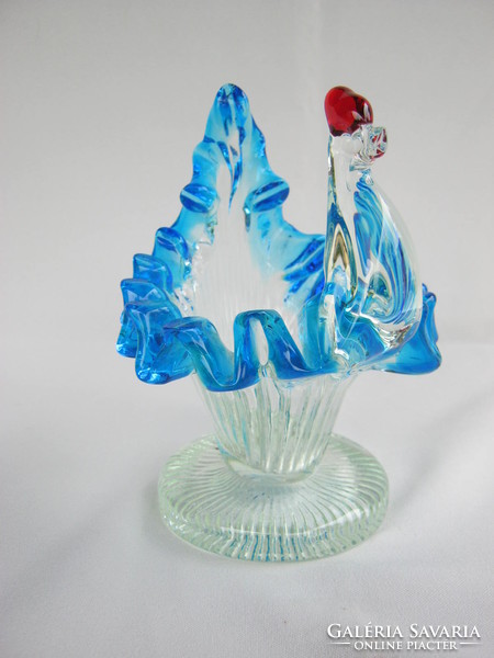 Glass rooster figurative serving bowl