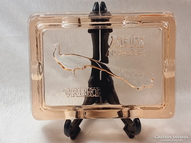 Rosalin üveg ATOS  Orient páva hamutartó.  50-es 60-as évek.  Hibátlan gyűjtő db.