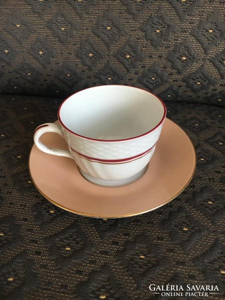 Herend coffee cup and base, rare beige fond painting